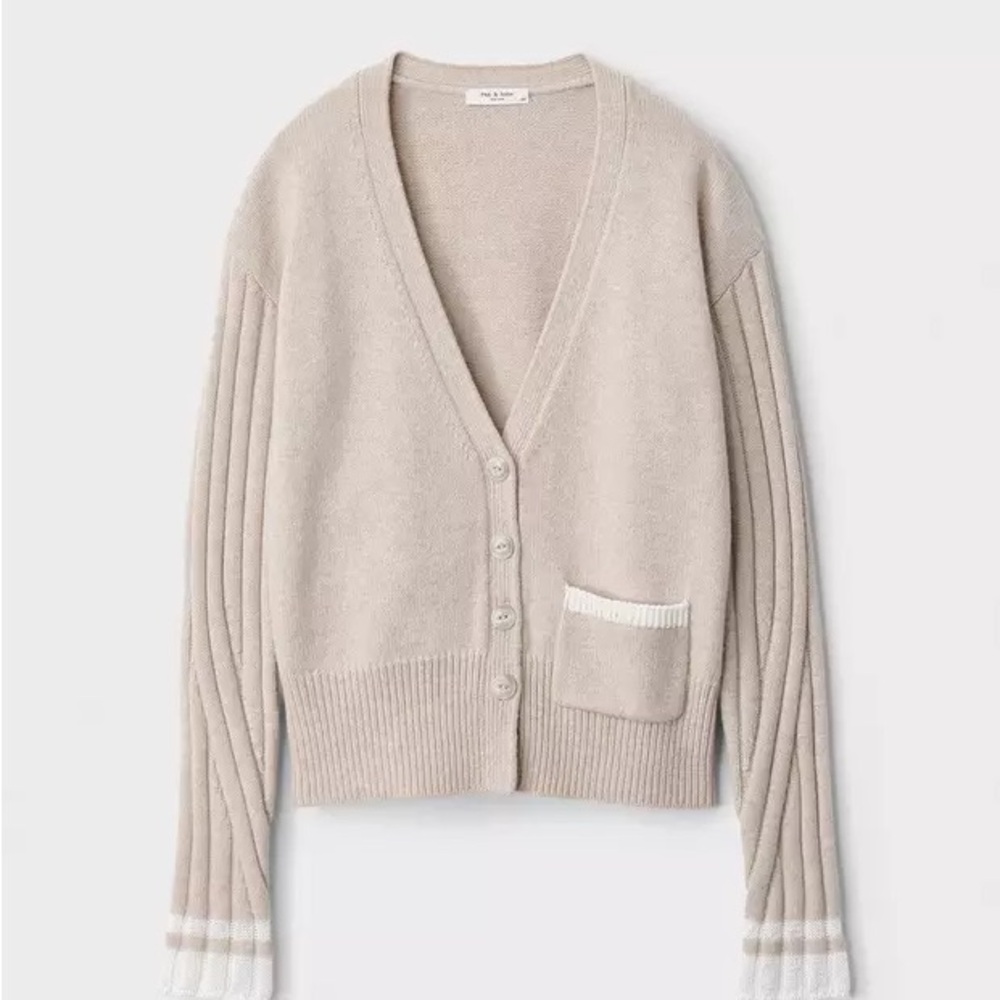 rag & bone Cream V-Neck Cardigan